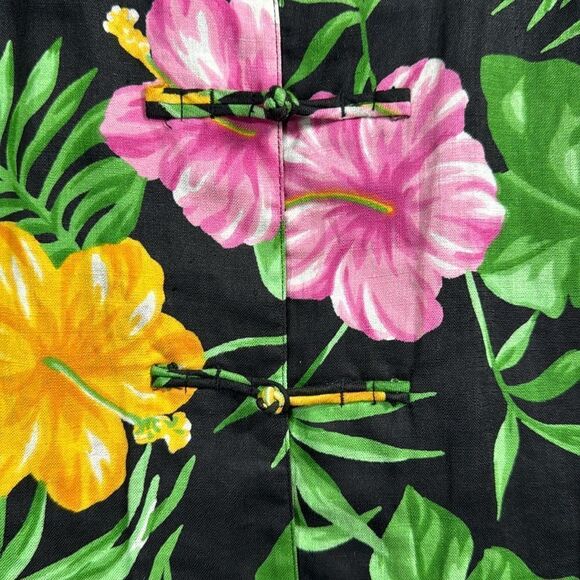 Lauren Ralph Lauren Tropical Floral Linen Mandarin Jacket Hibiscus Resort Boho - Picture 7 of 14